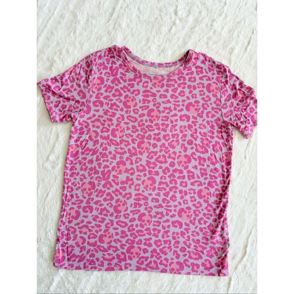 Posh Peanut Pink Leopard Print T-Shirt Girls Size 10/12 Short Sleeve